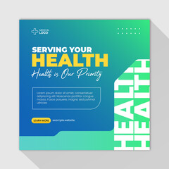 Wall Mural - Medical health social media and instagram post template