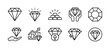 © Vilogsign - Core value thin line icon set. Containing diamond, gold, gem, brilliant, gemstone, jewelry, treasure, wealth growth. Vector illustration