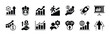 © Vilogsign - Business growth icon set. Containing performance, chart, grow, graph, rocket, statistic, increase, development, improvement, career, investment, profit, success arrow, achievement. Vector illustration