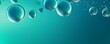 Turquoise bubble with water droplets on it, representing air and fluidity. Web banner with copy space for photo text or product, blank empty copyspace