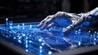 © VSTOCK - a robot hand touching a touch screen