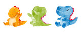 Fototapeta Mapy - Tyrannosaurus rex . Cute dinosaur cartoon characters . Watercolor paint design . Set 20 of 20 . Vector .