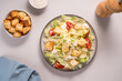 Caesar Salad with Lettuce, Cheese, Cherry Tomatoes and Croutons
