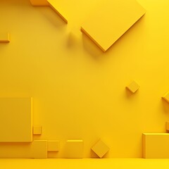 Wall Mural - Yellow background with geometric shapes and shadows, creating an abstract modern design for corporate or technology-inspired designs with copy space for photo text or product, blank empty copyspace