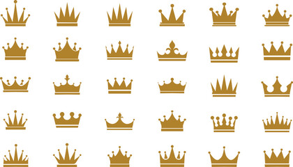 Wall Mural - Set of golden crown icons. Gold crown heraldic silhouette icons vector