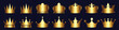 Set of golden crown icons. Crown heraldic silhouettes