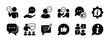 © Vilogsign - Speaking and communication icon set. Containing advice, discussion, speech bubble, conversation, talking, question and answer, opinion, message, feedback, information. Vector illustration