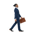 © metamorworks - Full body photo of a black male business person walking. Full body photo PNG with transparent background precisely cut out with clipping path.