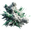 3d rendered illustration of blast and smoke of green and white color in transparent background