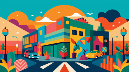 Wall Mural - A communitywide effort to beautify a busy intersection by painting a colorful and eyecatching mural on a nearby building with the participation