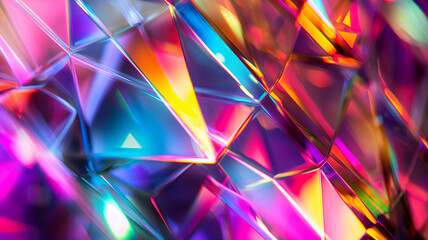 Wall Mural - Abstract 3D Crystal prism refracting light in vivid colors. Abstract Background.