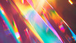Holographic iridescent colorful light tones background passing through glass prism. Abstract background.