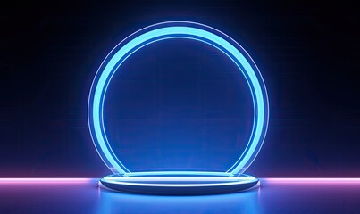 Wall Mural - A vibrant blue and purple neon ring glowing