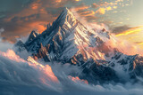 Fototapeta  - A mountain with a cloudy sky in the background