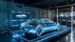 Interactive 3D Hologram in Luxury Car Showroom Allowing Detailed of Latest Model