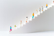 ミニチュア、階段を登る人々、3D CG