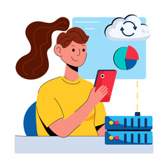 Poster - Premium flat style icon of cloud hosting 