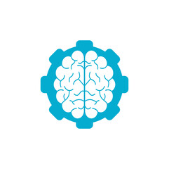 Wall Mural - Brain gear concept logo design. Brainstorm power thinking brain Logotype icon