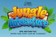 Jungle adventure cartoon 3d editable vector text effect