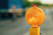 Traffic beacon warning light during road maintenance