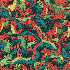 Naklejka na meble pattern with dragon