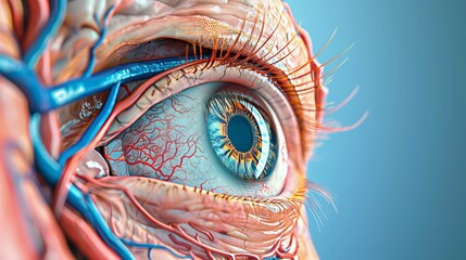 Illustration of human eye anatomy against a white background.