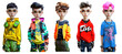 Cute Boy character in sylish look. Urban, street fashion boys outfit on transparent background.