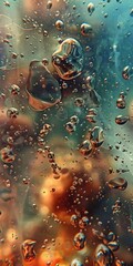 Poster - Generative AI : rainy hard in the lake, the rain is made of colorful, translucent marvels making splash with hit the water