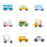 Fototapeta  - Transport and vehicle icons set. Model automobile.