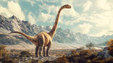 Fototapeta  - Brachiosaurus was a sauropod dinosaur, one of the largest. Brachiosaurus dinosaur in the nature, It lived in during the late Jurassic period