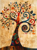 Fototapeta Sypialnia - Whimsical colorful tree illustration.