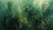 A lush abstract painting with a sponge painting technique, using various shades of green and brown. 