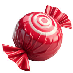 Red color Wrapped taffy Candy on a transparent Background PNG. Assorted round Salt Water Taffy.