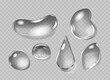 Transparent Water Droplets, Dews Or Tears Rendered As Isolated 3d Vector Realistic Graphics. Aqua Bubbles Or Droplets