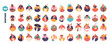 Set of Lively Character Avatars in Funny Hats, Creating A Comical And Cheerful Visual Celebration Of Individuality