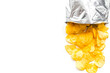 Potato chips bag ready to eat on white background top view mock up