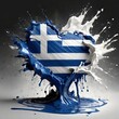 Greece flag paint liquid explosion on isolated background , generated by AI