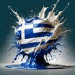 Greece flag paint liquid explosion on isolated background , generated by AI