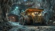 huge backhoe truck inside an UNDERGROUND mine with high resolution and quality lighting