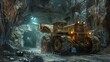 huge backhoe truck inside an UNDERGROUND mine with high resolution and high quality lighting HD