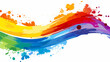 Vibrant Rainbow Paint Splatter on White Background