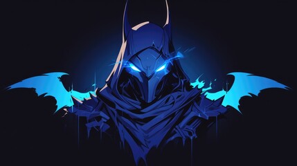 Poster - 2d graphic of a mascot logo featuring a dark knight