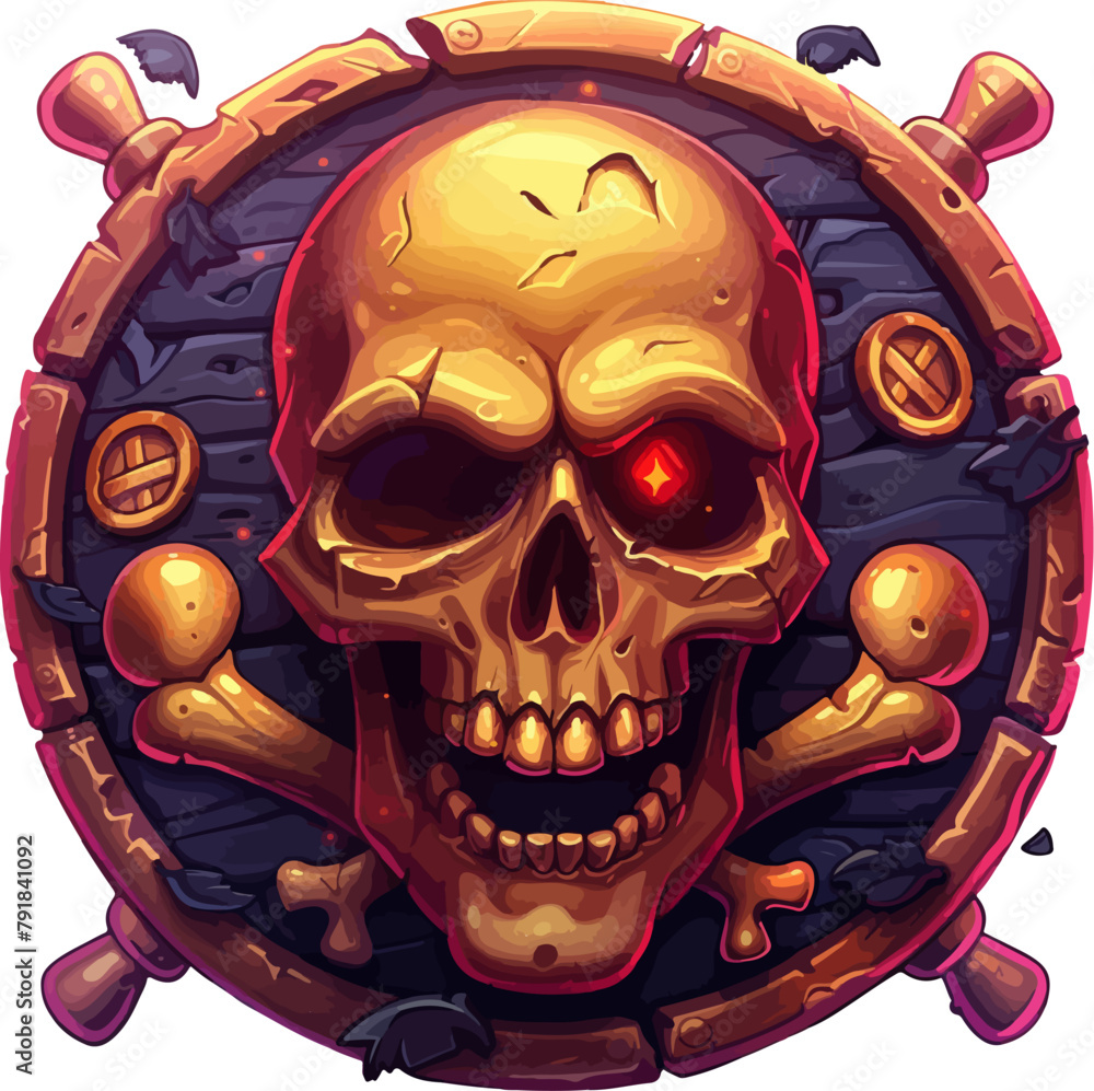 cartoon style pirate themed slot game logo vectorial isolated on white ...