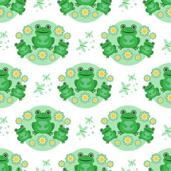 Poster - frogs seamless pattern-06