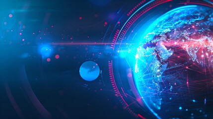 Wall Mural - futuristic globe with digital interface and dynamic lines, visualizing connectivity and data flow. i