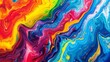 abstract marbled acrylic paint ink waves with bold rainbow colors painted texture background banner fluid art