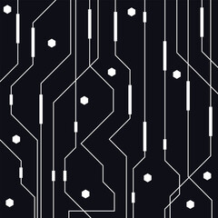 Wall Mural - cyberpunk scifi gaming futuristic icon pattern seamless set collection template, 2d illustration ren