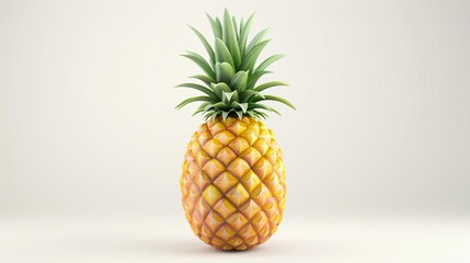 Wall Mural - realistic 3d pineapple fruit icon isolated on clean white background digital illustration