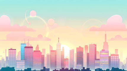 Wall Mural - Geometric city background with a beautiful skyline