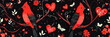 pattern of lovebirds and heart-shaped nests for a whimsical Valentine's Day-themed background. Generative AI